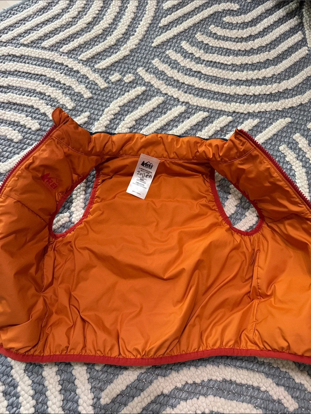 REI Co-op Kids 2T Down Puffer Vest Navy Orange Outdoor Gorpcore